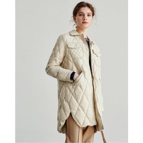 New Winter Down Jacket Women Thick Warm Long Sleeve Female Parkas Beige Ultra Light 90% White Duck Down Coat Outwear Lightweight