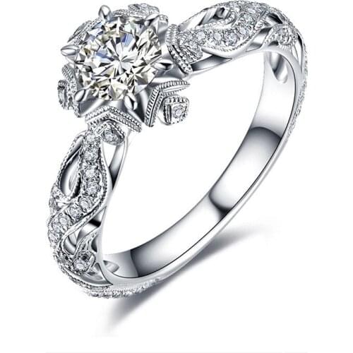 Real S925 Sterling Silver color Natural Diamond Ring Women Fine Solid Silver 925 Jewelry Anillos Mujer Bizuteria Gemstone Ring