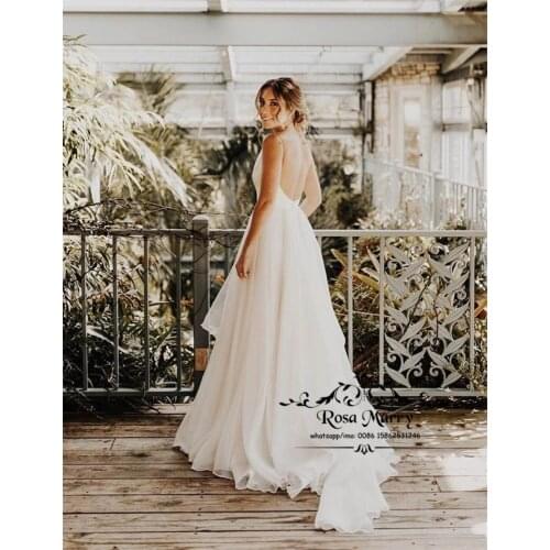 Sexy Backless Plus Size Boho Wedding Dresses 2020 A Line V Neck Cheap Country Beach Greek Style Bridal Gowns Vestido De Novia