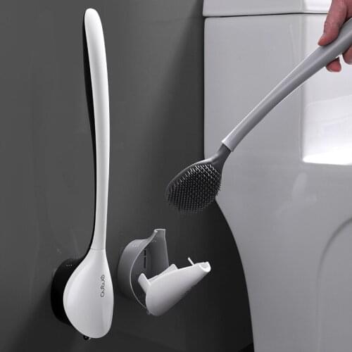Silicone TPR Toilet Brush Wall-Mounted Soft Cleaning Brush for Household Wash Toilet No Dead Corner Tool Bathroom Accessories