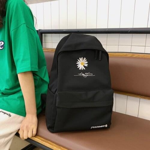Schoolbag female 2020 Korean version Harajuku embroidery Daisy versatile backpack for College Students