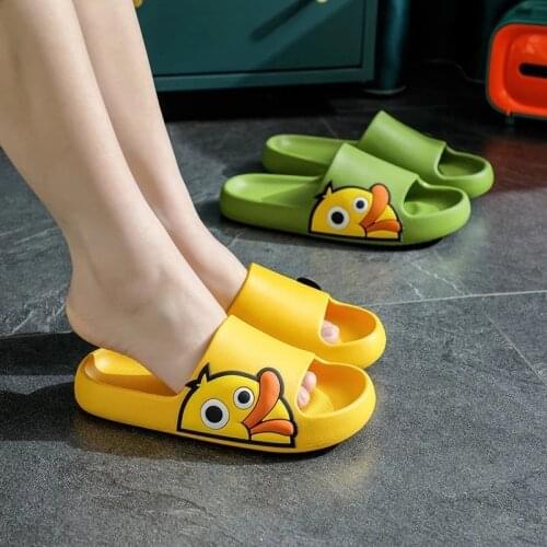 Womens Slippers Summer Slides Sandals Thicken EVA Soft Bath Slip Comfortable Sole Flat Shoes Zapatillas Mujer Cute Duck Slide