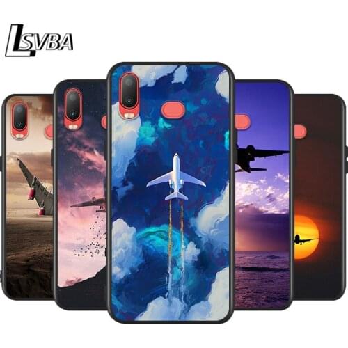 Silicone Cover Plane Aircraft for Samsung Galaxy A9 A8 Star A7 A6 A5 A3 Plus 2018 2017 2016 Black Phone Case