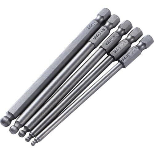 Drill bits 5pcs steel magnetic ball screwdriver hex hexagon head ball end 2.5mm 5mm 6mm 4mm 3mm bar