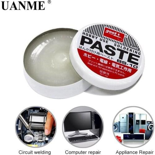 UANME 1PC 10g Silver Weak Acid Soldering Solder Paste Solder Flux Grease Paste BS-10 4.5cm Semi Solid