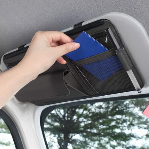 Universal Car Sun Visor Organizer Bill Pen Card Storage Holder Sunglasses Case Outdoor Personal Car Parts Decoration