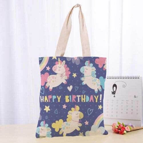 High Quality Unicorn Canvas Tote Bag Fashion Durable Women Student Cotton Linen Handbag Printed Shopping Bags Custom logo