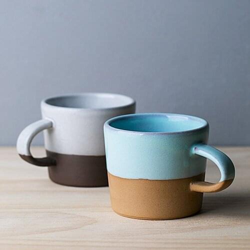 Japanese Art Retro Ceramic Coffee Cup Modern Household Stoneware Latte Cup Office Afternoon Tea Breakfast Milk Mug 220ml Single