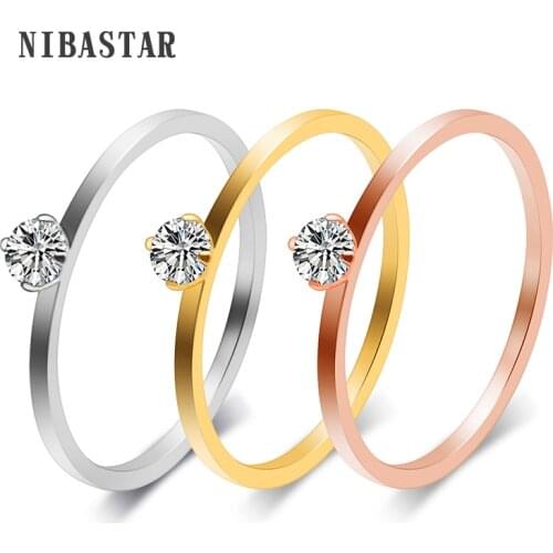 Italian Cubic Zirconia Wedding Rings Women Girl Kids Jewelry Rose Gold-Color Engagement Ring Female Anel Bijoux Gifts