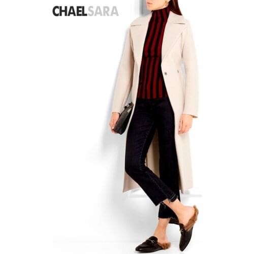Wool Blend Winter Coat Women Long Sleeve Elegant Sash Belt Female Outwear Coat Autumn Winter Streetwear Coat