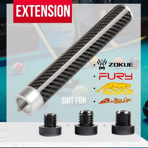 ZOKUE Billiard Extension Carbon Fiber Extension Billiard Accessories for ZOKUE MEZZ FURY PREDATOR with 3 Bumpers Extender