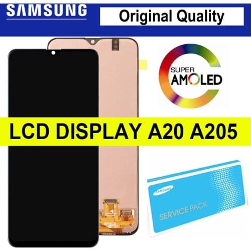 100% Original 6.4" AMOLED LCD Screen for Samsung Galaxy A20 A205 SM-A205F LCD Display Touch Digitizer Assembly Repair Parts