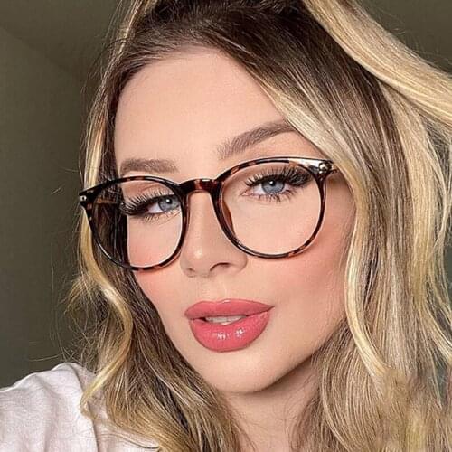 2020 fashion Transparent Round glasses frame women Vintage metal frame clear lens computer spectacles Leopard Glasses Ladie