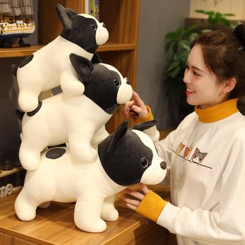 25cm Simulation Creative Bulldog Dog Kawaii Cartoon Soft Pillow Stuffed Puppy Plush Doll Decor for Kids Children Birthday Gifts