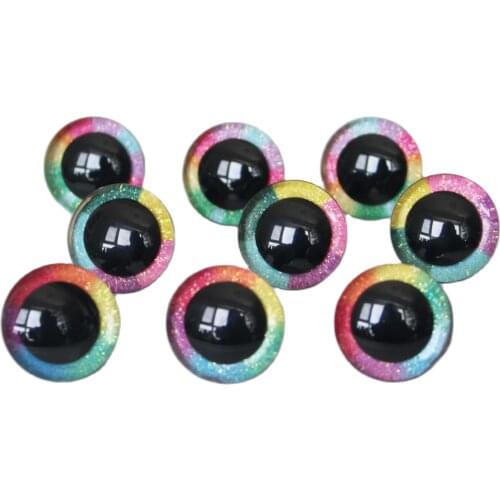 500pcs wholesale fashion 14-16-18-20-24-30mm 3D RAINBOW glitter toy eyes + washer for woolen diy plush doll color --R3