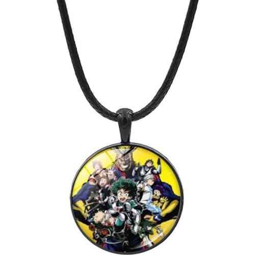 Anime My Hero Academia Cosplay Midoriya Izuku Necklaces Men Women Time Gem Cabochon Leather Strap Pendant Chokers necklace