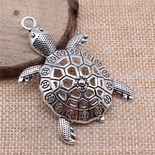 Charms for Jewelry Making Findings Handmade DIY Craft 3pcs Antique Silver Color 55x37mm Big Turtle Tortoise Charms Pendant