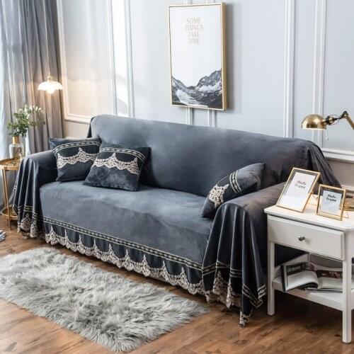 1/2/3/4-Seater European Luxury Sofa Towel Modern Brief Plush Fabric Sofa Cover All-inclusive Dust Couch Cover for Sofas