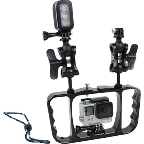 Dual Arm Scuba Diving Dive Bracket Flashlight Tray Stabilizer Mount for Gopro Sony SJCAM Action Camera/ Smartphone Spare Parts