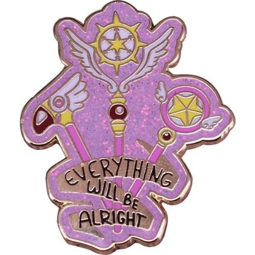Everything will be alright enamel pin Cardcaptor Sakura invincible spell brooch magic wand badge beautiful inspirational collect
