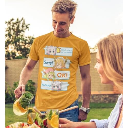 Mens T-Shirt No Lewd The Dragon Leisure Cotton Tees Short Sleeve Anime Kobayashi-san Chi No Maid Dragon T Shirts Gift Idea Tops