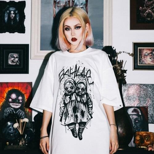 Summer Women T-shirt Japanese Anime T Shirt Unisex Short Sleeve Female T-shirts Kawaii Oversized T Shirt Gothic Hip-hop Clothes