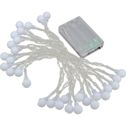 GTBL 3 Meters 30-Head Frosted White Ball Battery Box Light String Christmas Tree Holiday Interior Decoration Light String