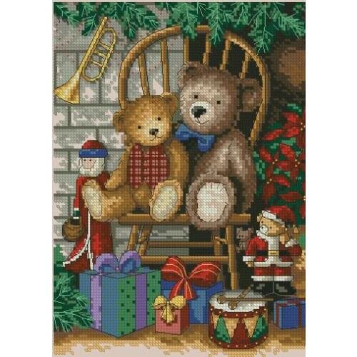 COTTON Top Quality Lovely Hot Sell Counted Cross Stitch Kit Christmas Teddies Teddy Bear Friend Friends dim 8721