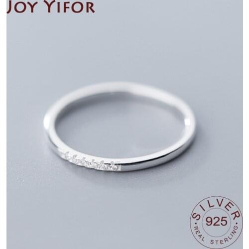Real 925 Sterling Silver Zircon Round Geometric Ring For Fashion Women Cute Fine Jewelry 2019 Minimalist Accessories Gift