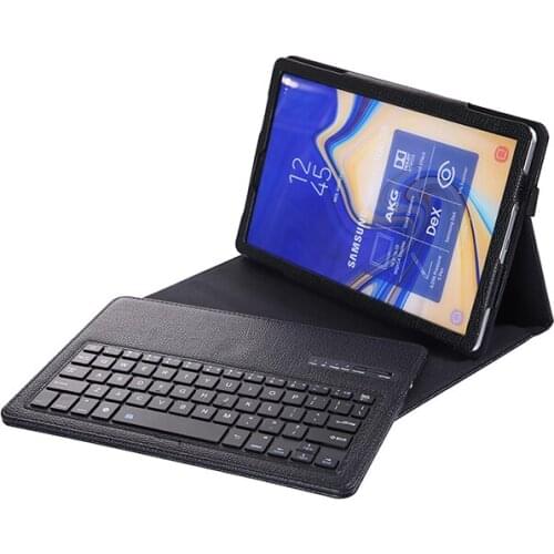 Litchi Leather Case with Detachable Bluetooth Keyboard for Samsung Galaxy Tab S4 10.5 2018 T830 T835 Tablet + Stylus