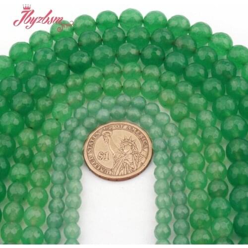 Round Faceted Green Aventurine Jades Beads Stone Beads for Women Men DIY Necklace Bracelet Earrings Rings Jewelry Making 15"