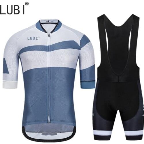 LUBI New 2021 Men Cycling Jersey Summer Short Sleeve Set Sponge Pad Bib Shorts Bicycle Clothes Sportwear Kits Clothing Suit