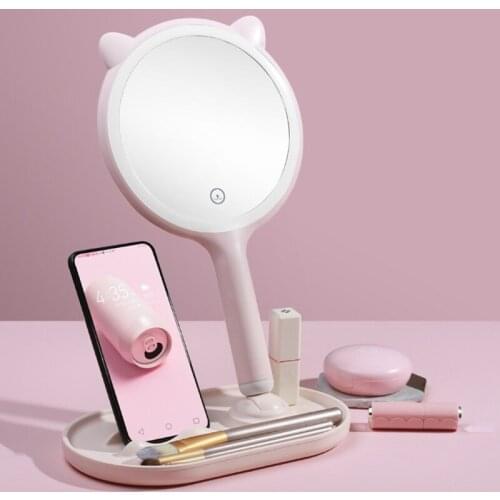 Makeup Desk Mirror with LED Lights 5X Magnifying Double-Side Vanity Cute Mirror