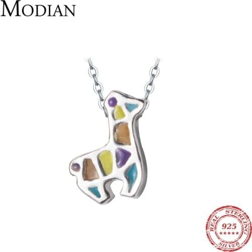Modian Simple Tiny MultiColor Enamel Horse Necklace Fashion Real 925 Sterling Silver Small Pendants For Women Fine Jewelry Gift