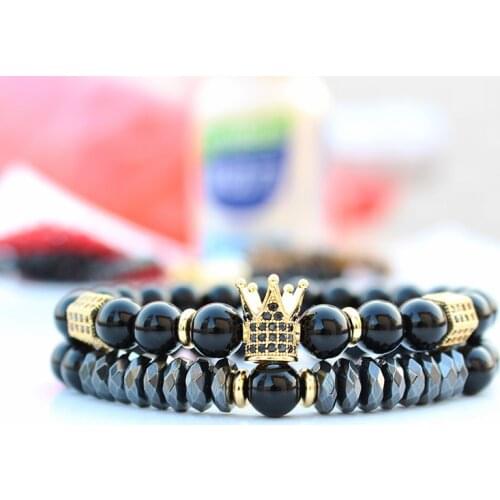 Natural stone crown bracelet set bracelets for women pulseras men bileklik mens beads accesorios hombre bracciali uomo bracelete