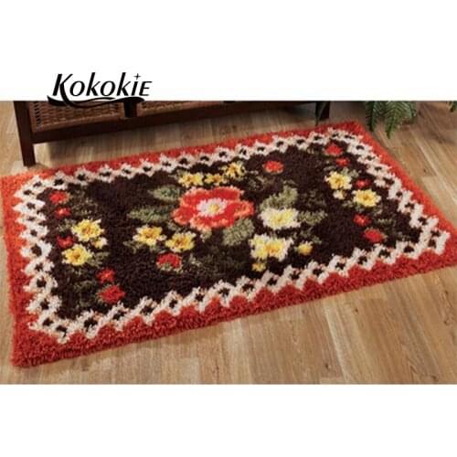 Latch hook kits large Flowers printed canvas yarn carpet diy latch hook rug kits rug yarn carpet embroidery carpet diy rug