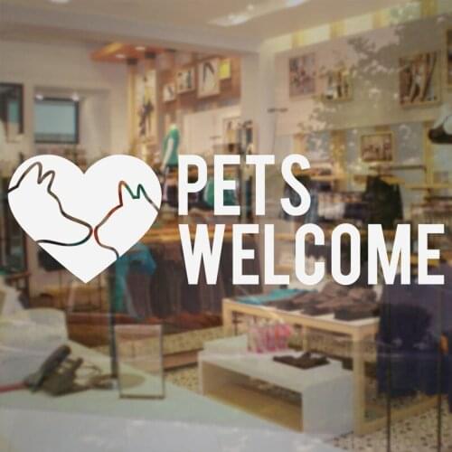 Pets Welcome Decal For Business Store Shop Window Glass Decal Business Sign - Vinyl Sticker Cheap Sale Adhesive Wallpaper BS08