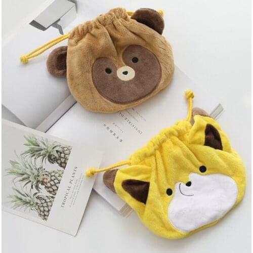 New Cute Raccoon Fox Plush Toy Drawstring Pocket Drawstring Bag Plush Coin Bag Coin Purse Plush Toys Girls Gift