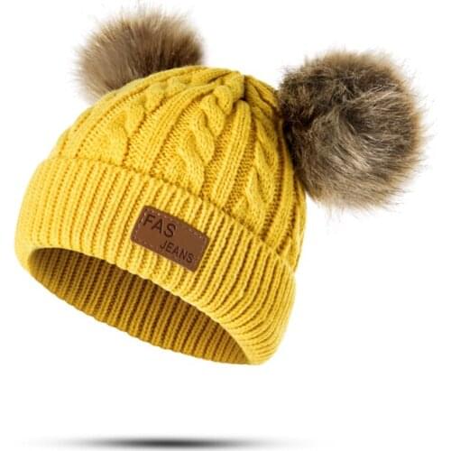 Beanies Baby Hat Pompon Winter Children Hat Knitted Cute Cap for Girls Boys Casual Solid Color Girls Hat Baby Beanies