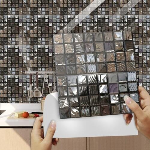 10pcs/set 10/15/20/30cm 2D Flat Blue Marble Mosaic Hard Tile Wall Sticker Kitchen Bathroom Wallpaper Home Decor Art Mural Poster
