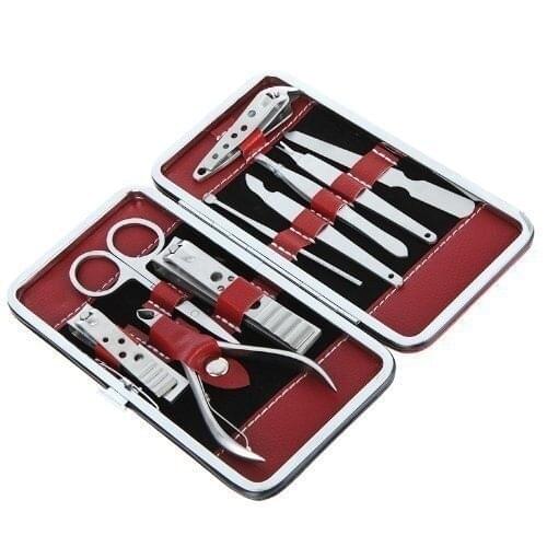 Professional Steel Manicure Pedicure Set 10 Piece The Leather Manicure Set, which will allow you to complete your hand and foot