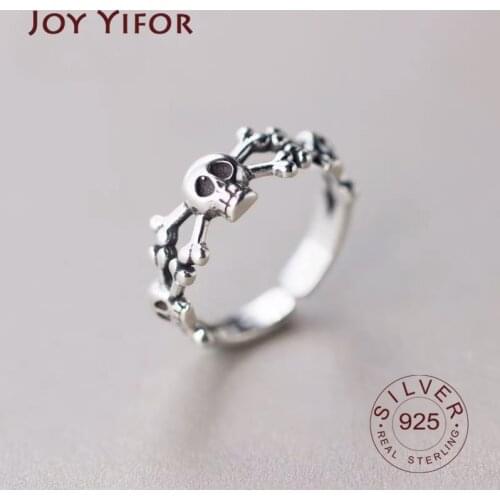 Real 925 Sterling Silver Round Geometric Ring For Fashion Women Cute Fine Jewelry 2020 skull Accessories Gift