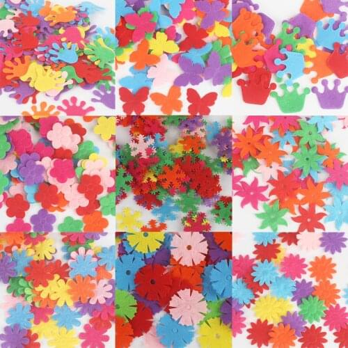 High Quality Multi Sizes 100Pcs/lot Random Mixed Color Multi Shapes Felt Patch Applique Scrapbooking DIY Sewing Accessories