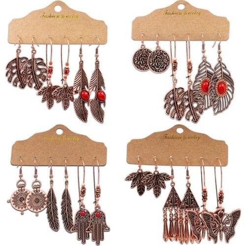 Womens Earrings Jewelry 2020 Vintage Accessories Ethnic Style Celebration Circle Unusual hanging Earring set statement earrings