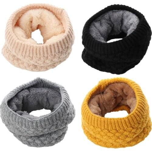 Women Girls Winter Knit Warmer Neck Collar Circle Wrap Cowl Loop Snood Wool Scarf Black Red Pink Multicolor