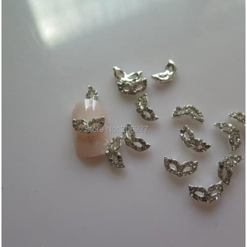 MD-763 10pcs Fancy Rhinestone Silver Deco Metal Charms Metal Deco Charms Nail Art