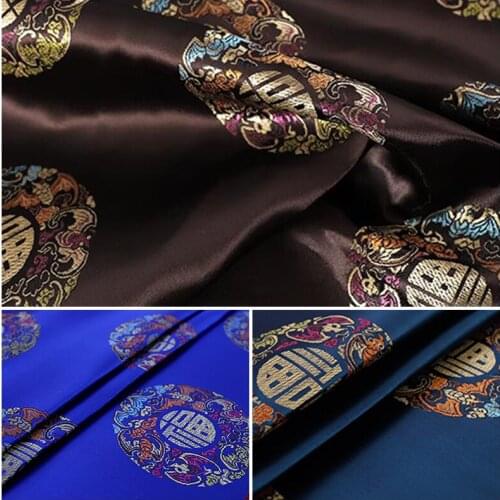 100*90cm Rayon Brocade Fabric For Sew Chinese Red Tang Suit Cheongsam Sheet Dress Costume Silk Like Damask Jacquard Satin Fabric