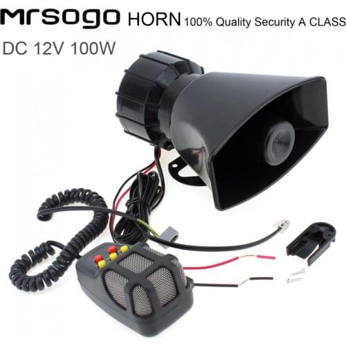100W 12V 5 Sounds Super Loud Motorcycle Car Truck Speaker Loud Siren Horn 105dB with MIC Microphone