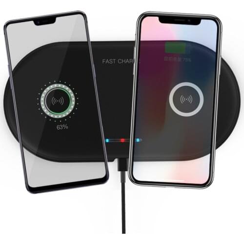 2 in 1 Dual QI Wireless Charger base Fast Charging Pad Quick Charge For iPhone SE2 8 11Pro XR XS Max Samsung S10 S9 S8 Note 8 9