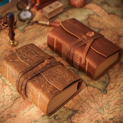 20 PCS Leather Journal Book Vintage Handmade Bound Notepad 400P Blank Pages Brown Drawing Sketchbook Travel Diary Wholesale K1